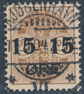 1904. 1524 øre, brun. LUXUS-stemplet København 14.11.04.