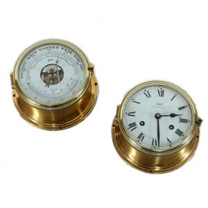 Schatz Royal Mariner marine ur samt barometer af messing. Diam. 18 cm. 2