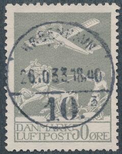 1929. Gl. luftpost 50 øre, grå. LUX-stempel KØBENHAVN 26.10.33