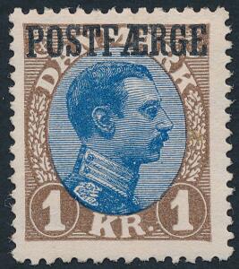 1922. Chr.X. 1 kr. brunblå. Pænt postfrisk mærke. AFA 1400