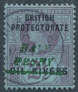 Niger Coast Protectorate. 1893. Half Penny2 12 d. Victoria, lillablå. Fint stemplet eksemplar. SG £ 450