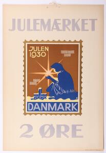 1930. Julemærke PLAKAT fra 1930. Sjælden. Ca. 31 x 45 cm.