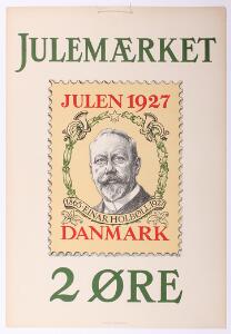 1927. Julemærke PLAKAT fra 1927. Sjælden. Ca. 31 x 45 cm.