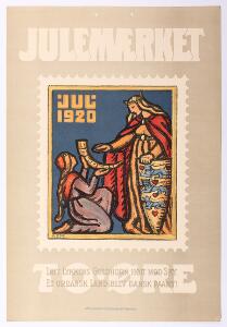 1920. Julemærke PLAKAT fra 1920. Sjælden. Ca. 31 x 45 cm.