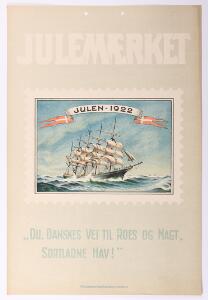 1922. Julemærke PLAKAT fra 1922. Sjælden. Ca. 31 x 45 cm.