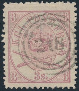 1864. 3 sk. lilla. Annulleret med nr.stpl. 218. AFA 700.