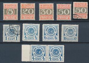 1902-1905. Planche Portomærker. Nedre par er postfrisk og øvrige er ubrugtestemplet incl. 50 Bit, tk.14.