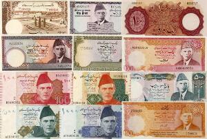Pakistan, lille lot overvejende nyere ucirkulerede sedler, flere bedre typer imellem, i alt 12 stk.