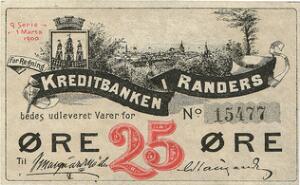 Kreditbanken i Randers, 9. serie 1. marts 1900, 25 øre u. år, Sieg 57