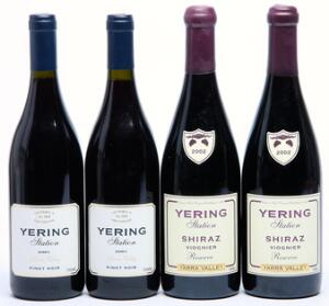 6 bts. Shiraz Viognier, Reserve, Yering Station, Yarry Valley 2002 A hfin. Oc. etc. Total 13 bts.