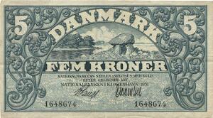 5 kr 1931, nr. 1648674. Lange  Clementsen, Sieg 101, DOP 118