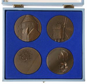 Samling medailler bronce, A. Nyborg, i alt 66 stk.