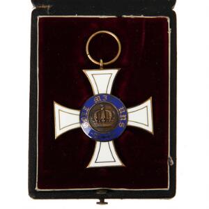 Tyskland, Preussen, Order of the Crown, 3. klasse, 2. model Stor Krone, bryst badge i forgyldt bronze, 42 mm, initialterne W.K. på kant mellem korsarmene