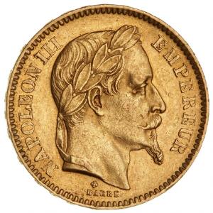 Frankrig, Napoleon III, 20 Francs 1866 BB, F 585
