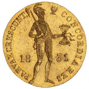 Polen, ducat 1831, møntmærke ørn og fakkel, justermærke på rand, F 114, sjælden