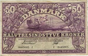 50 kr 1944 f, nr. 0465005, Svendsen  Friis, Sieg 123, DOP 132
