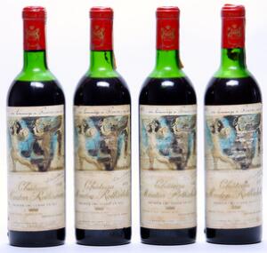 4 bts. Château Mouton Rothschild, Pauillac. 1. Cru Classé 1973 C ms.