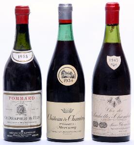 1 bt. Ruchottes Chambertin Grand Cru, Maison Thomas-bassot 1945 Domaine bottled. B tsus.  etc. Total 3 bts.