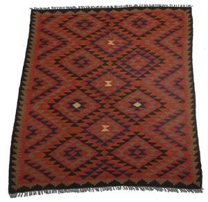 Afghansk Kelim tæppe, prydet med gentagelsesmønster på brun bund. 20.-21. årh. 193 x 157.