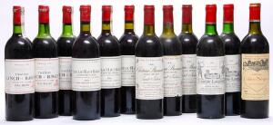 3 bts. Château Lynch Bages, Pauillac. 5. Cru Classé 1981  etc. Total 12 bts.