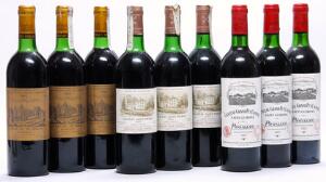 3 bts. Château Grand Puy Lacoste, Pauillac. 5. Cru Classé 1983 A-AB bn.  etc. Total 9 bts.