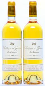 2 bts. Château dYquem, Sauternes. 1. Grand Cru Classé 2001 A hfin.