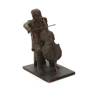 Hanne Varming Cellist. Sign. HV, 36. Bronze. H. 21. B. 11. D. 16.