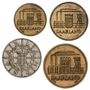 Tyskland, Saarland, 10, 20, 50 og 100 Franken 1954, i alt 4 stk. i kval. 1