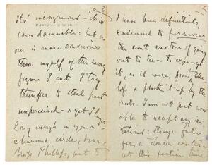 Autograph letters by Henry James and Cruikshank Autograph letter by Henry James. 34 De Vere Gardens. W. Not dated. 3,5 pages.  1 other letter.