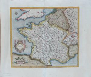 Gerard Mercator Gallia. Late 16th century. French text on verso. Measure of plate 36 x 41 cm.