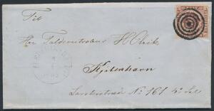 1852. 4 RBS Thiele I. PRAGT-brev fra FREDERIKSHAVN 6.7.1852, sendt til København, annulleret med perfekt stumt stempel.