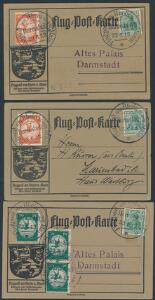 Tysk Rige. 1912. 10-30 Pf. Luftpost. 3 Luftpostkort.