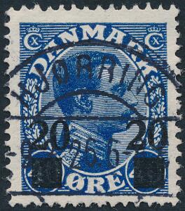 1926. Chr. X. 2040 øre, blå. Perfekt stemplet HJØRRING 9.3.26