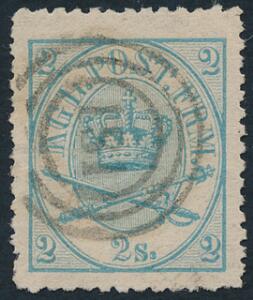 1864. 2 sk. 1870 linietakket 12 12. Smukt mærke. AFA 2600