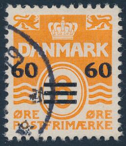 1941. Provisorium. 60 606 øre, orange. 2.Oplag. Stemplet. AFA 1800. Attest Grønlund.