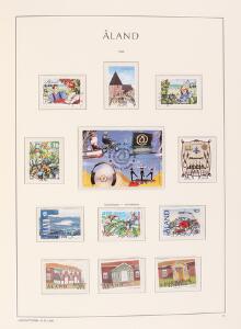 Åland. 2 samlinger i luxus Leuchtturm-albums Postfrisk samling frem til 2003 sider frem ti 2012 og stemplet samling 1984-2000.
