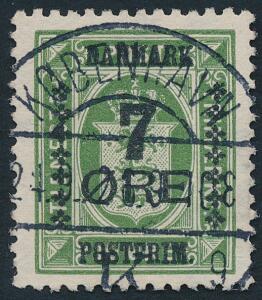 1926. 710 øre, grøn. LUXUS-stempel KØBENHAVN 24.9.26. Et svært mærke i denne kvalitet