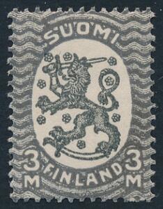 1921. Løve. 3 M. grå. Uden Vm. Tk. 14 14 x 14. Postfrisk. AFA 1000