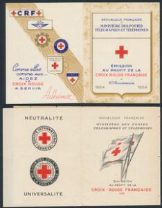 Frankrig. 1954-1955. HÆFTER. Røde Kors. 1954 postfrisk og 1955 stemplet. AFA 2200