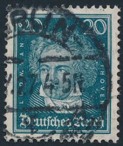 Tysk Rige. 1926. 20 Pf. blågrøn. LIGGENDE VANDMÆRKE. Michel EURO 500