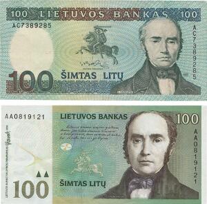 Litauen, 100 Litu 1991, Pick 50, 100 Litu 2000, Pick 62