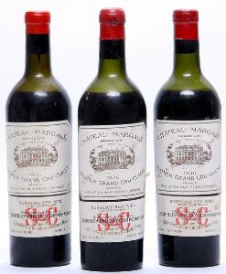 3 bts. Château Margaux, Margaux. 1. Cru Classé 1936 Chateau bottled. CD msmls.