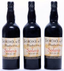 3 bts. Madeira Solera, Leacock  Co. 1872 Bottled in DK.