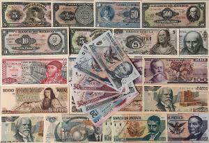 Mexico, lille lot overvejende nyere ucirkulerede sedler, i alt 69 stk.