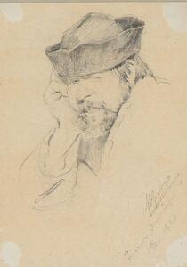 Nikolay Ivanovich Kravchenko En ondsindet desertør. Sign. N. Kravchenko 1. September 1920 med kyrilliske bogstaver. Bly på papir. Bladmål 15 x 11.