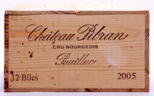 12 bts. Château Pibran, Pauillac 2005 A hfin. Owc.
