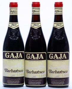 3 bts. Barbaresco, Gaja 1969 A-AB bn.