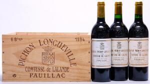 3 bts. Château Pichon Longueville Comtesse, Pauillac. 2. Cru Classé 1994 A hfin. Owc. etc. Total 8 bts.