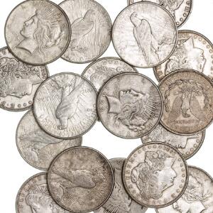 USA, lille samling af Morgan og Liberty Dollars, i alt 17 stk. i varierende kvalitet