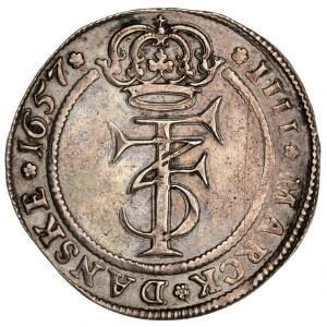 Frederik III, 4 mark  krone 1657, H 92, Aagaard 65.1, renset